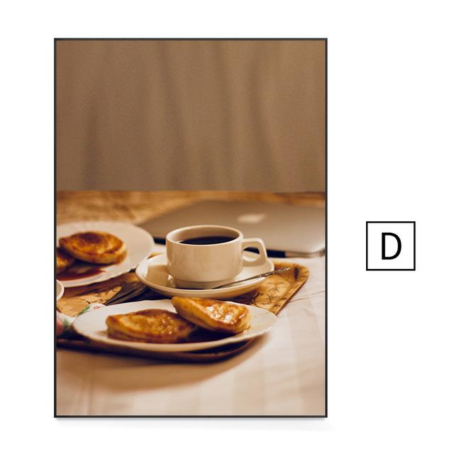 Скандинавский завтрак, еда, постер, кофе, пшеничный хлеб, черника, вафли, холст, картина, модульные настенные художественные фотографии, украшение для кухни