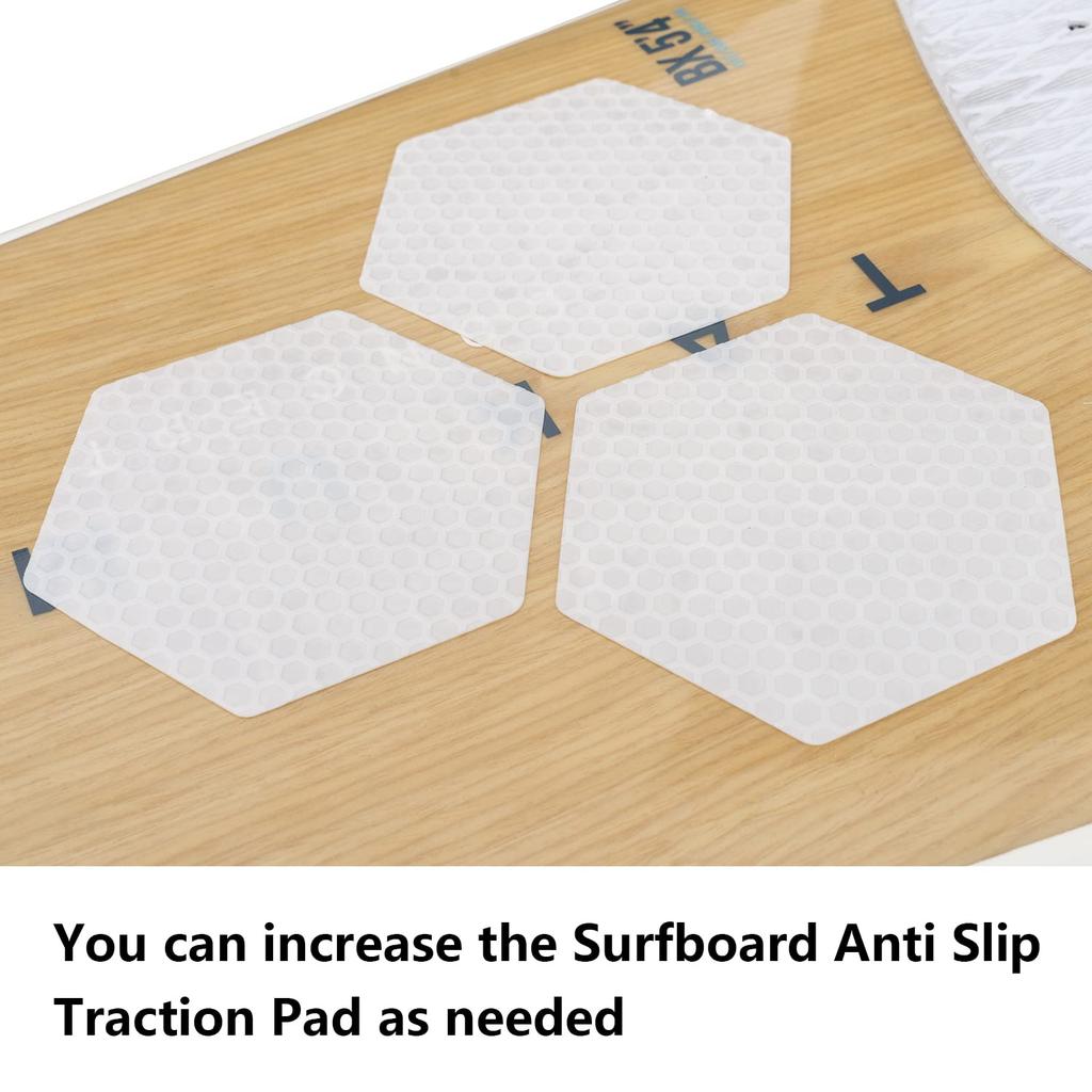 iBoard Surfboard Anti-Slip Traction Pads, 10-Piece Set - 6 Corner Non-Slip Deck Mat Pads - for All Types of Surfboards - White