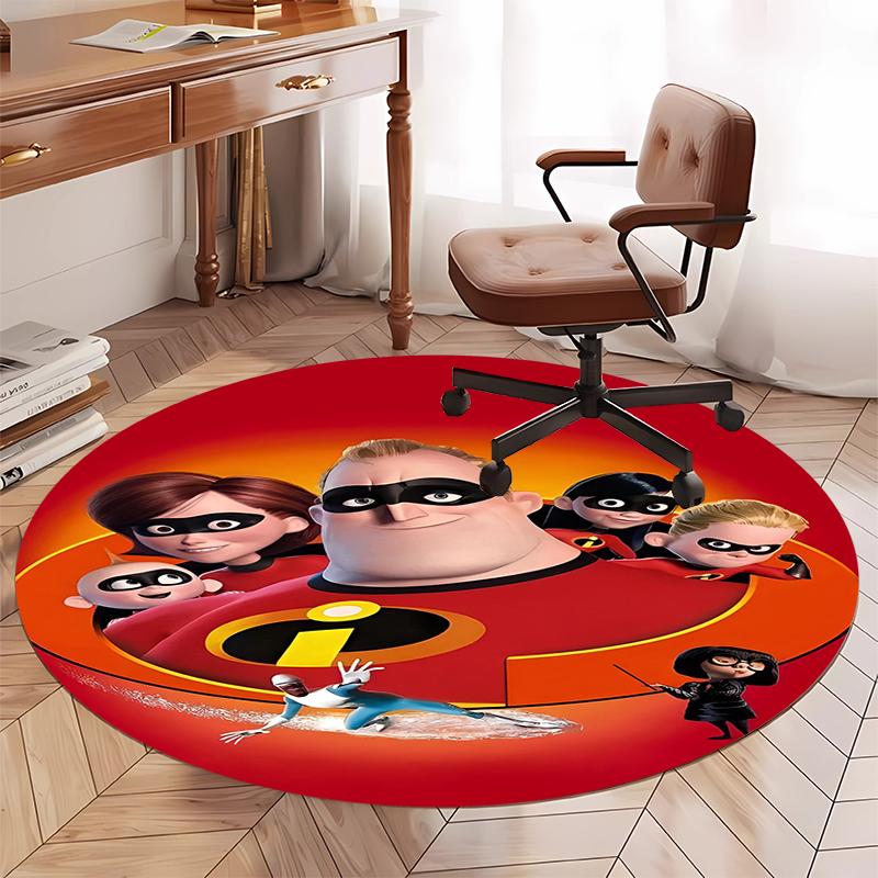 The Incredibles Printed Round Rug Carpet Chair Rug Area Rug Entryway Doormats,for Office Chair Living Room Bedroom Kitchen Room.