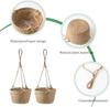 2 Pack Hanging Planter Basket 20cm Hand Woven Seagrass Flower Pot Boho Indoor Outdoor