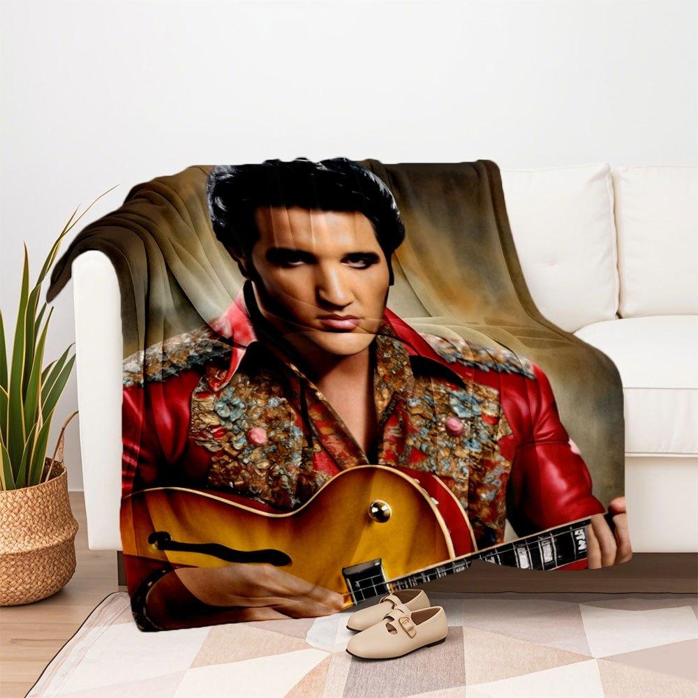 "Elvis Presley Inspired Floral Embroidered Jacket"Blanket Flannel Throw Blanket for Sofa, Bed, Travel, Camping, Office, Couch, Chair, And Be