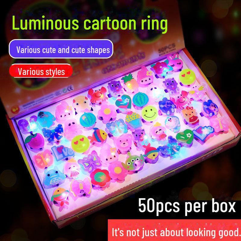 LED Flash Glow Ring Toy for Kids - Christmas Gift with Cute Cartoon Characters