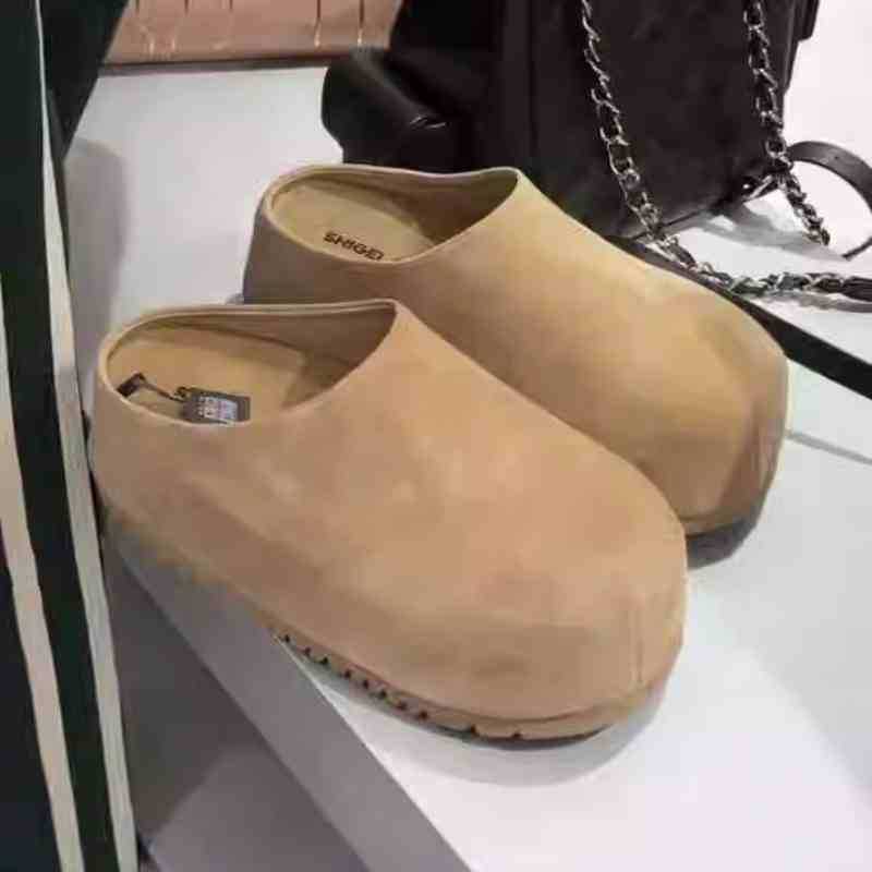 Туфли Boken на толстой подошве, увеличивающие рост, матовые, с большой головой и одной педалью, маленькие тапочки-мешки и полутапочки, женская верхняя одежда, осень 2024 года, новые модели