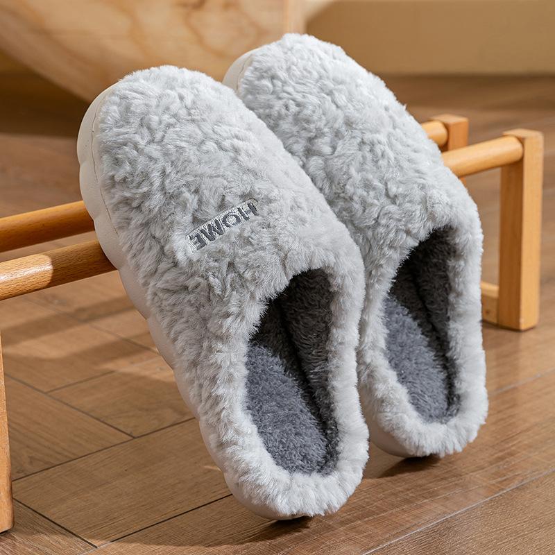 Мультяжная сумка в виде головы медведя с хлопковыми тапочками для женщин на осень и зиму, для дома с плюшевыми теплыми туфлями для ношения на улице, плюшевые сноубутсы для пары