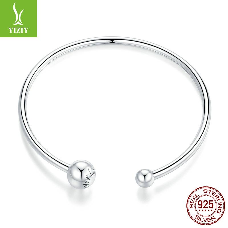 Блестящий Круглый Эластичный Браслет, Простая Съемная Пуговица Головка, Персонализированное Украшение из Стерлингового Серебра 925 Пробы, Точка Scb198