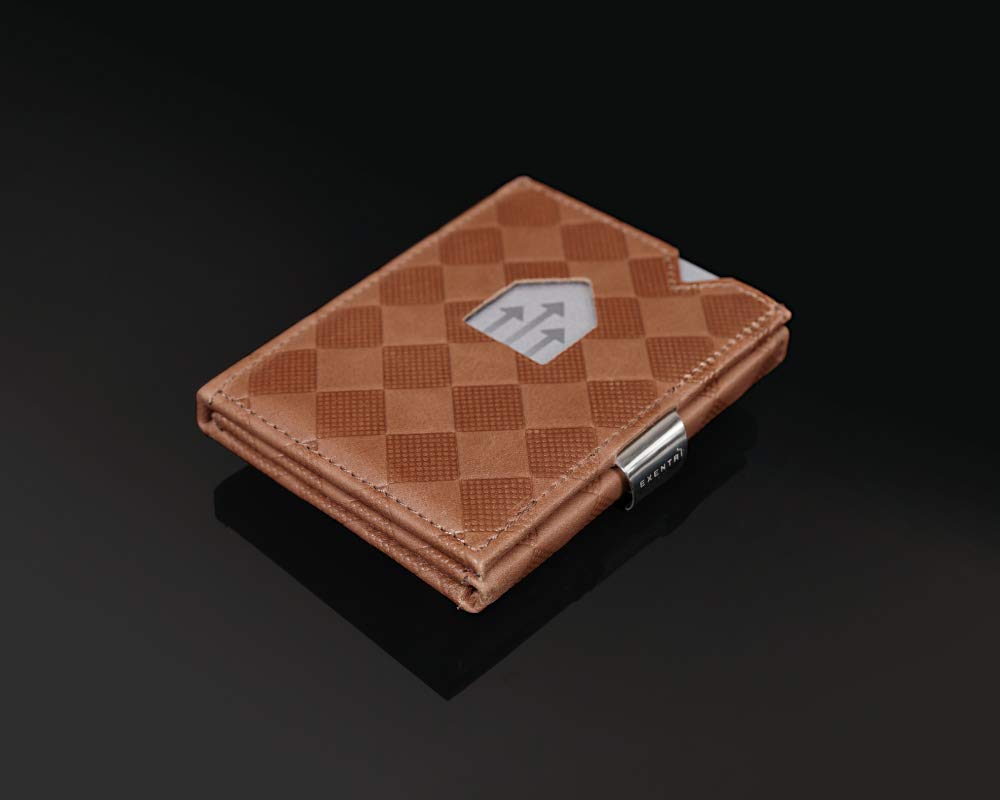 EXENTRI Eccentric Wallet EX027 Genuine Leather Trifold Wallet Mini Wallet RFID Blocking Compact Mini Wallet Cowhide Leather Small Wallet Men Women