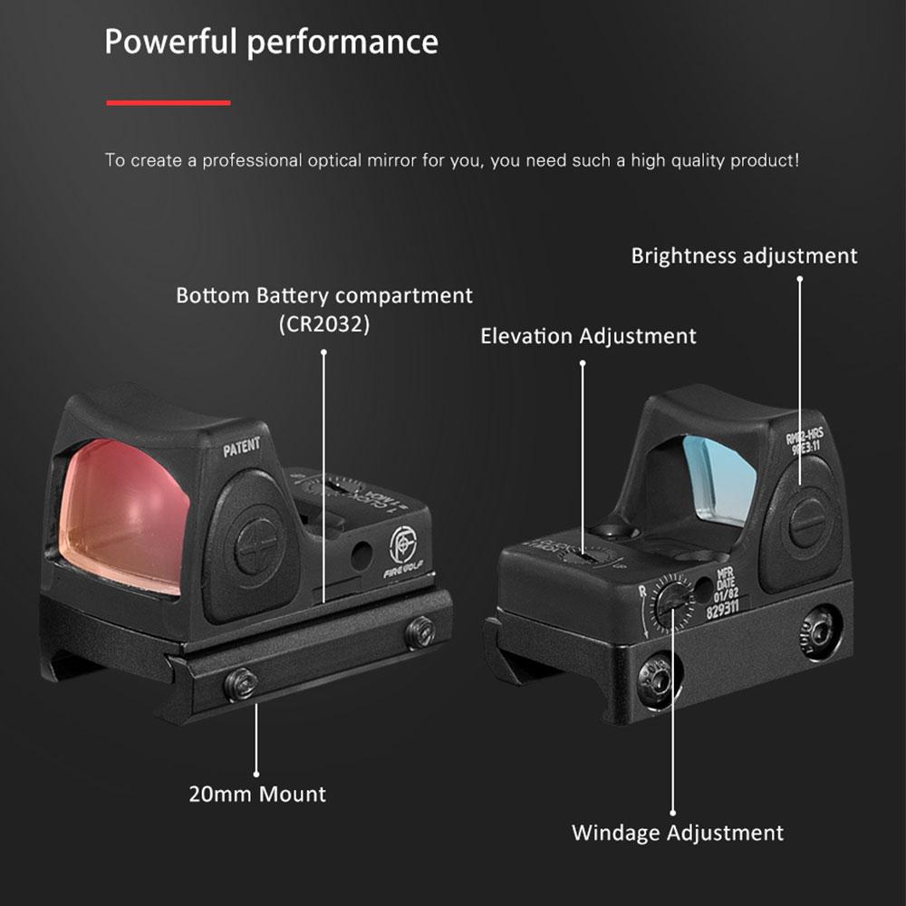Нейлоновый мини RMR Red Dot 20 мм коллиматорный прицел Glock / винтовочный коллиматорный прицел подходит для 20 мм направляющей для страйкбола / охотничьей винтовки