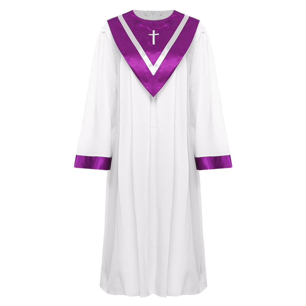 Unisex Adult S-3XL Choir Performance Gown Church Chorus Robe with V-Shape Stole for Women Men