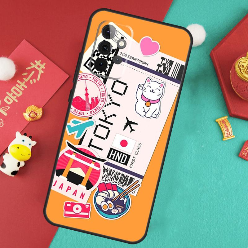 Дорожный посадочный талон Чехол Tokyo для Samsung Galaxy A35 A55 A25 A15 A51 A71 A12 A32 A52 A13 A33 A53 A14 A34 A54