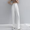 Модные повседневные широкие длинные брюки, новинка 2024 года, офисные брюки с высокой талией, женские прямые свободные брюки с драпировкой, летние тонкие однотонные простые брюки 2705