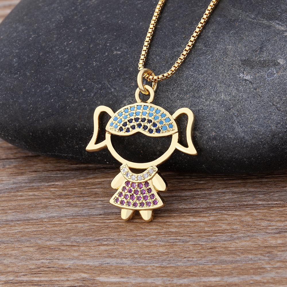 Nidin New 12 Styles Copper Zircon Boy Girl Love Necklaces Women Necklaces & Pendants chain Jewelry Charm Mother's Day Gift