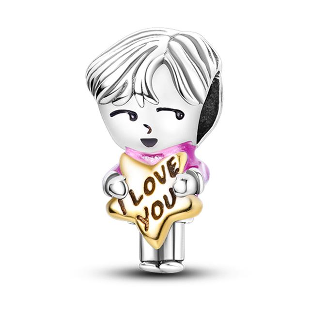 Boy And Girl Silver Color Beads Star Moon Clip Charm Unicorn Dangle Charms Fit New Arriver Cute Bracelet Diy