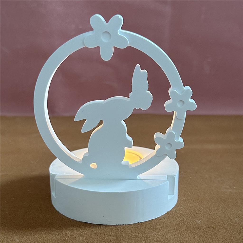 Easter Rabbit Candle Holder Mold with Base for Making Easter Decoration Candle Holder Tealight Holder Table Ornament
