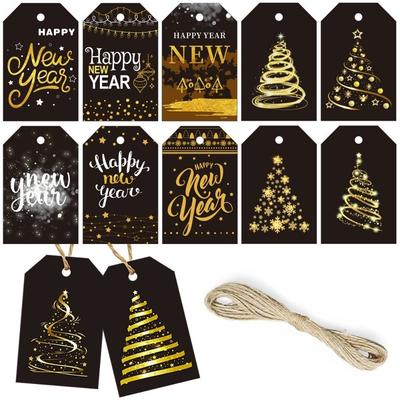 24pcs/set DIY Gift Wrapping Paper Hang Tags with Hemp Rope Party Decoration Tags Christmas Party