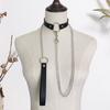 Women Faux Leather Collar Leash Chain Decor Adjustable Erotic Lover Necklace Cosplay Nightclub Party Choker Individual Neck Jewelry