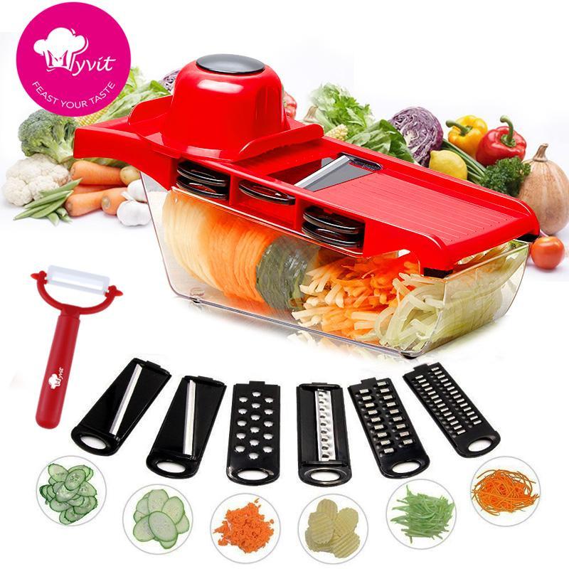 MYVIT Vegetable Cutter with Steel Blade Slicer Potato Peeler Carrot Cheese Grater Vegetable Slicer Kitchen Accessories