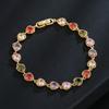 Women's Peach Heart Bracelet Colorful Zircon Fashion Gold Plated Ornament Heart Shaped Design Classic Handwear