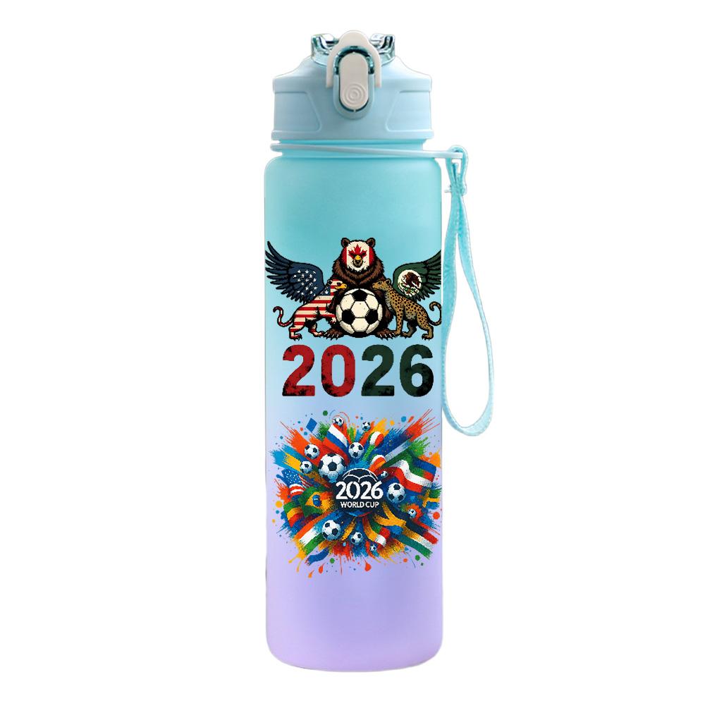 Кубок мира по футболу FIFA 2026 Водяная кружка Большая емкость Уличная портативная бутылка для питья с веревкой Подарок для мальчиков и девочек Бутылка для воды для фанатов футбола