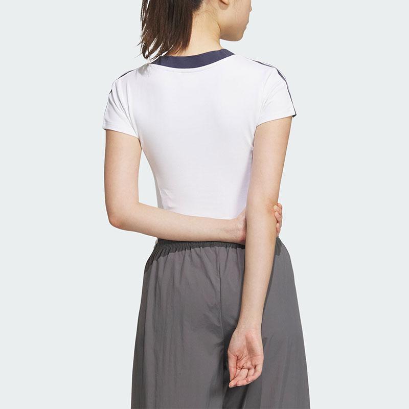 adidas Футболка Originals Crop Jersey с цветными блоками, полосатым принтом в виде букв, спортивная футболка с коротким рукавом, женские топы, белые JD1130