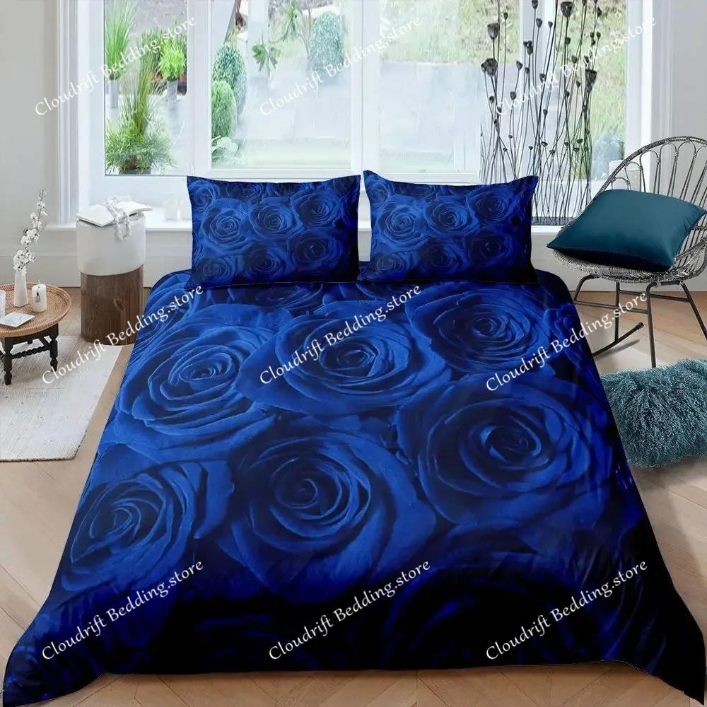 Комплект постельного белья Blue Rose Floral Flowers для мальчиков и девочек Twin Queen Size Duvet Cover Pillow Case Bed Kids Adult Fashion Home Textileextile