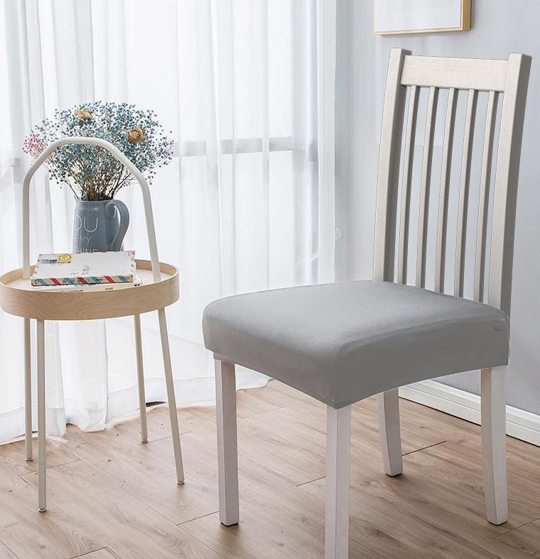 Seat Cover For Chair Seat Smooth Elastic Light Gray