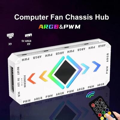 Контроллер ARGB 3 в 1 5V 3 Pin, хаб для охлаждающих вентиляторов, 4 Pin PWM, хаб с магнитной фиксацией, PWM-хаб для вентиляторов, 1 к 9 портам для компьютерного корпуса ПК