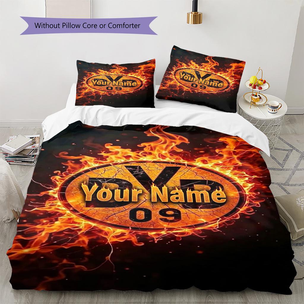 Bvb Fan Gear Custom Name Pattern Bedding Quilt Set Quilt Cover Pillowcase Home Birthday Gift(1 * duvet cover + 2 * pillowcase, without core)