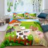 Постельное белье Король Королева Фермерские животные Мультяшный Фермерский дом Корова Свинья Утка Комплект постельного белья для мальчиков девочек Овца Зеленый Полиэстер Пододеяльник