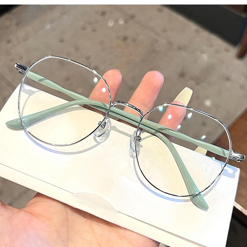 1 Pair Stylish Milk Coffee Round Glasses for Students PC Frame Anti Blue Light Protection