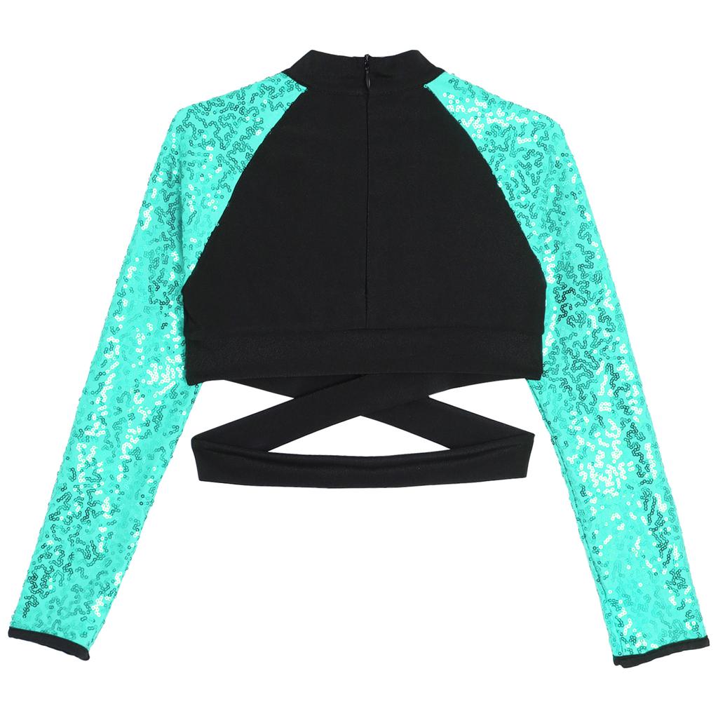 Блестящие топы с вырезами для девочек, джазовые танцевальные костюмы для хип-хопа, танцевальная одежда для выступлений на сцене, спортивная одежда