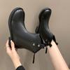 Footwear Round Toe Women's Ankle Boots Elegant with Low Heels Short Shoes for Woman Combat Booties Punk Style Black Pu Autumn 39