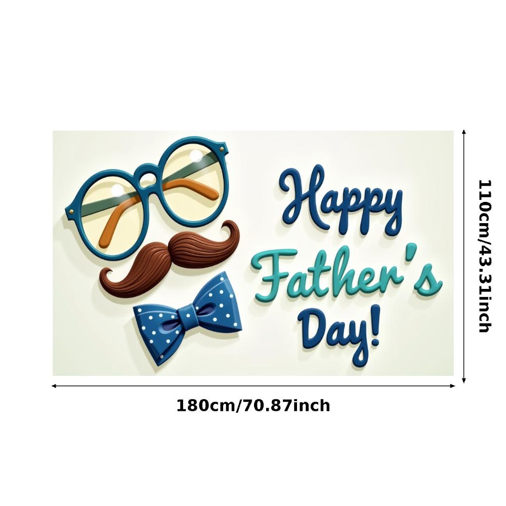 Colorful Design Event Banner Durable Material Celebration Banner Mustache Graphic Bow Tie Illustration Father's Day Prop