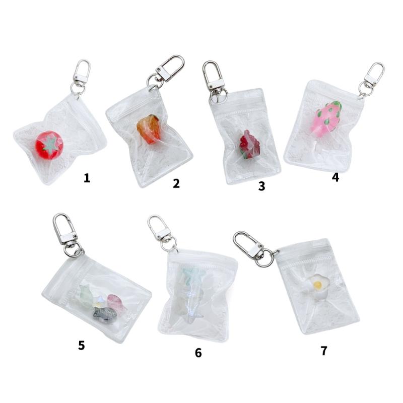Chic Fruit Themed Clear Keychain Lovely Clear Fruit Bag Key Rings Unique Keychain Accessory Gift for Collectors