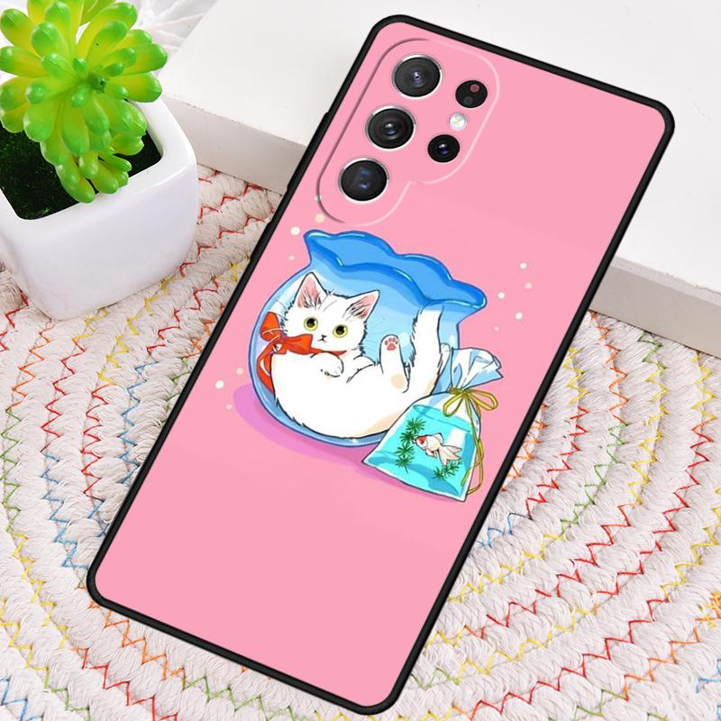 Милый Чехол для Телефона с Кошкой для Samsung Galaxy note 10 pro S26 Ultra S23 S24 FE S25 S21 S22 PLUS Ударопрочный Чехол