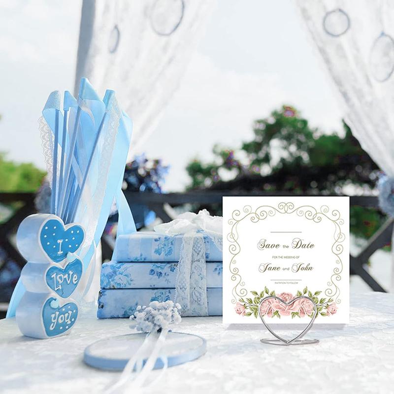 WTEMPO Свадебные держатели для рассадочных карточек на стол Сердце Держатели номеров свадебных столов Мини подставки для фотокарточек для вечеринки в честь помолвки Вертикальный держатель для этикеток