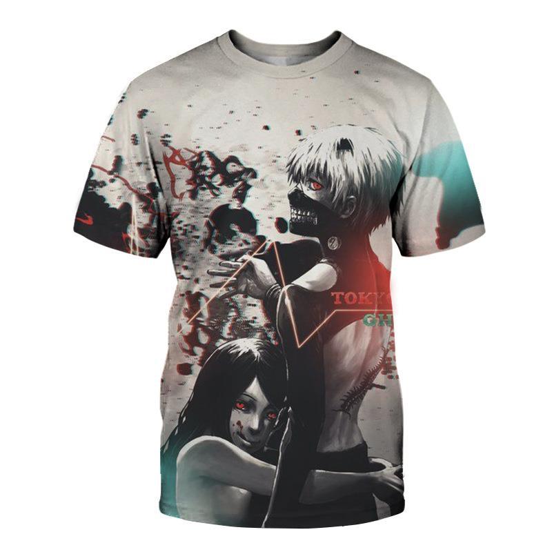 Мужская футболка Tokyo Ghost свободного кроя с цифровой 3D-печатью, с круглым вырезом и короткими рукавами