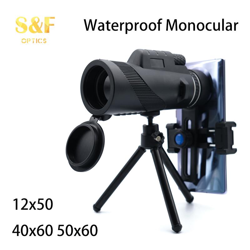 Lightweight High Power Outdoor Telescope Waterproof 12x50 Monocular For Smartphone