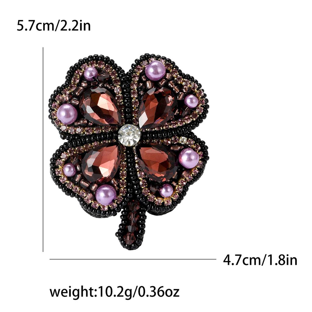 Модная брошь в виде четырехлистного клевера, корейская маленькая булавка со стразами для женской одежды, бижутерия для корсажа