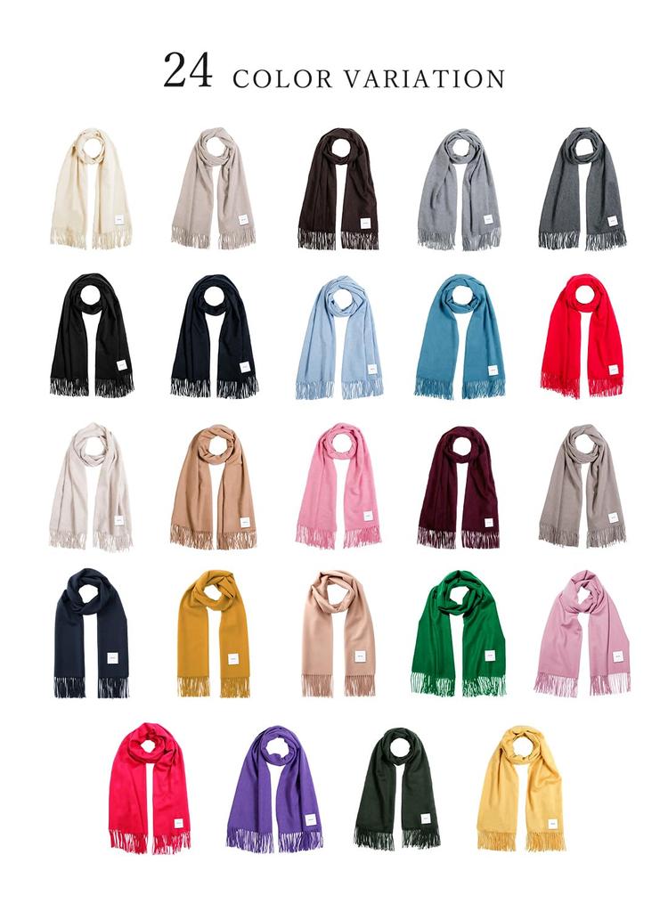 Бежевый Кашемир Однотонный Кашемир [matti totti] 02. Палантин, 100% Кашемир, Большой, Толстый, Женский, Цветной, Длинный, Двусторонний, Палантин, Подарок, A0016B-2