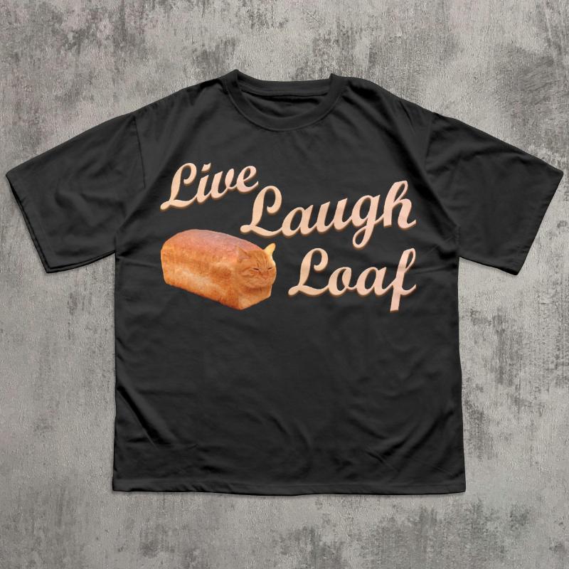 Живи, Смейся, Хлеб Забавный Любитель Кошек Футболка Странная Футболка Мужская и Женская Летняя Хлопковая Удобная Круглый Вырез Короткий Рукав