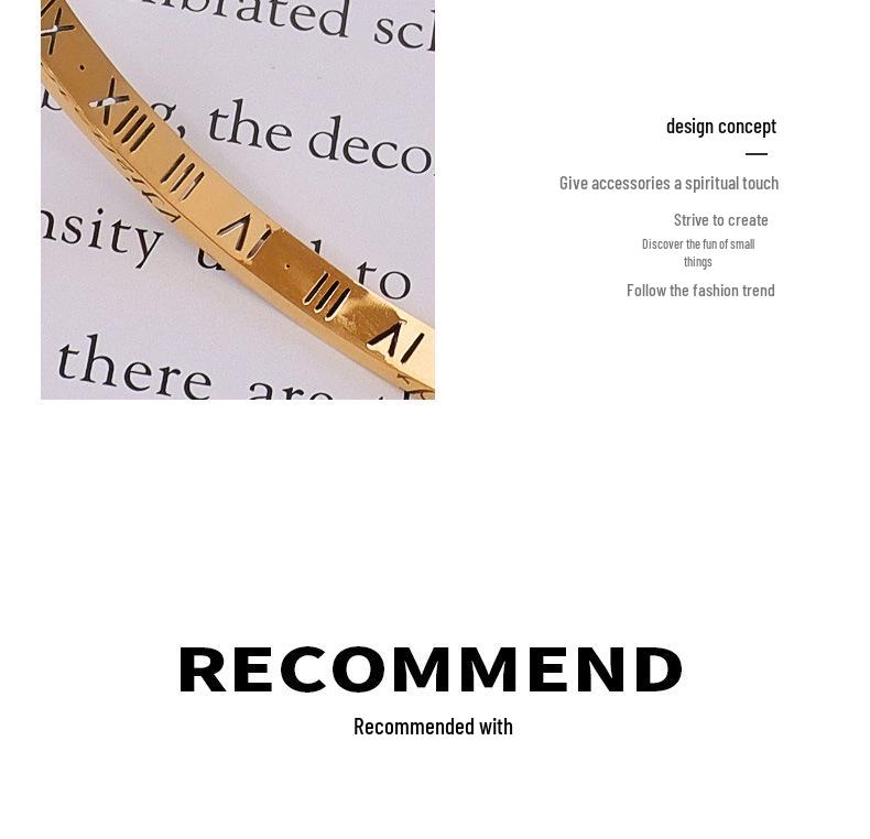 Позолоченный браслет-бэнгл с римскими цифрами и бриллиантами из титановой стали для пар – Женские украшения Z043