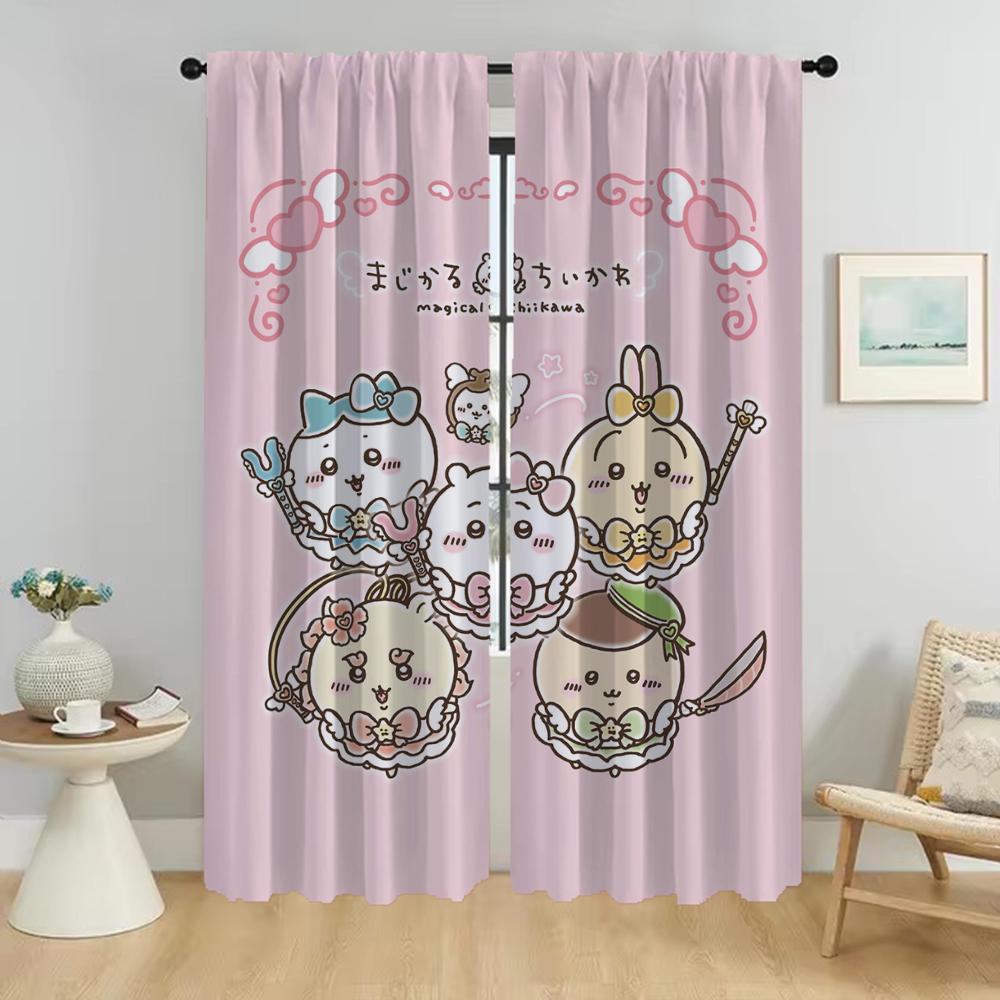 Curtains for Living Room Curtain Chiikawaes Home Interior Curtains 2 Pieces Halloween Decoration Shades Tulle for Bedroom Camera