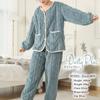 DAYCLOSET Long Sleeve Fluffy Boa Top and Bottom Cable Winter Wear Dusty Women's Loungewear, Set, Knit, (Size M, Blue)
