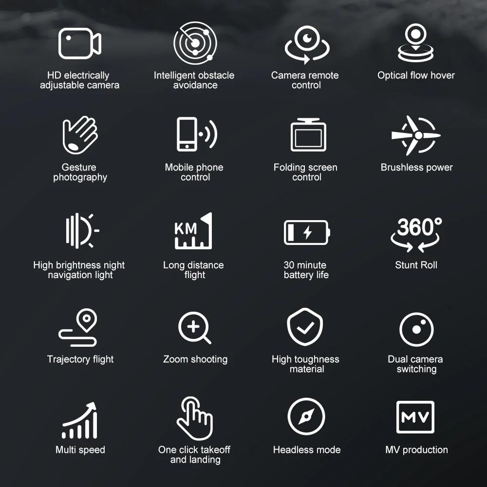 New M66 MAX Professional Drone HD 3 Cameras Brushless 5G Obstacle Avoidance Optical Flow Positioning Folding Rc Quadcopter Screen Display Toy Gift