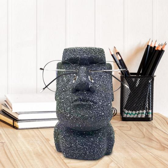 Man Head Eyeglasses Holder Resin Abstract Male Bust Eyeglass Stand Tabletop Decor Glasses Organizer for Home Office Desk