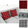Cozy Red And Black Plaid Christmas Throw Pillow Cover Soft Square Cushion Case 45x45cm