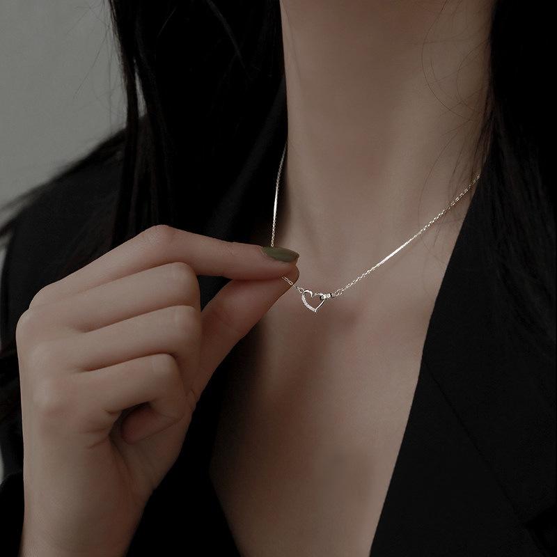 925 Sterling Silver Classic Love Heart Choker Necklace Pendant for Women 14K Gold Plated Necklaces Wedding Party Jewelry Gift