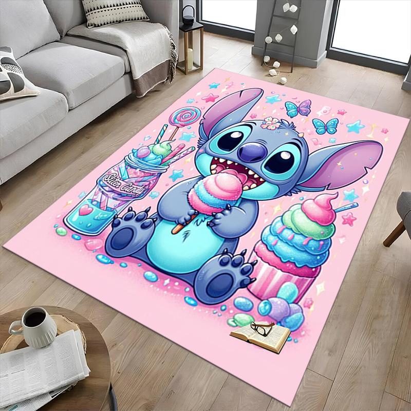 Stitch'S Sweet Fantasy Carpet For Playroom Bedroom Living Room Sofa Home Decorkids Game Area Rug Nonslip Floor Mat