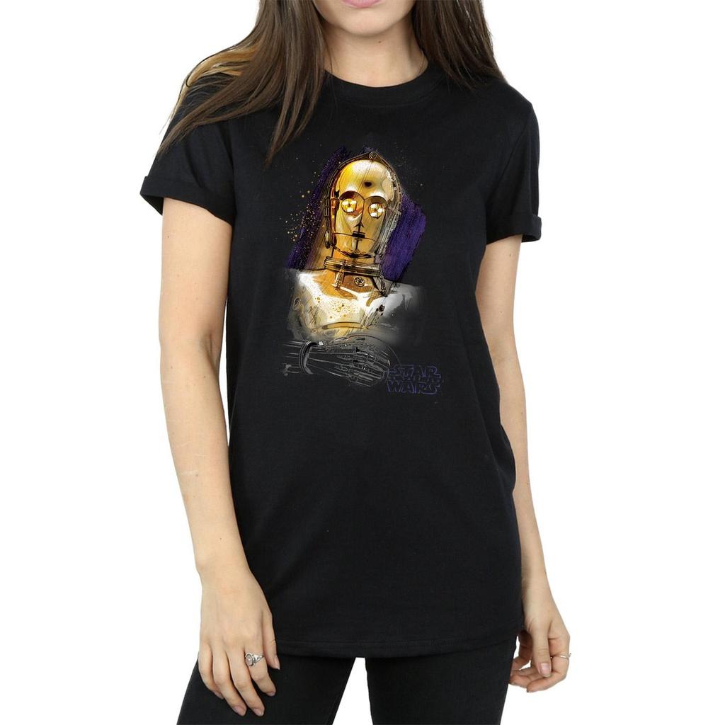 Star Wars Womens/Ladies The Last Jedi C-3PO Brushed Cotton Boyfriend T-Shirt