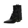 Pointy Mid-Tube Boots Women'S Mid-Heel New Women'S Pleated Pile Boots Skinny Leg Little Booties Women'S Boots C951